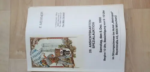 Auktionskatalog Franz Meixner 28. Ansichtskarten-Spezialauktion 1990 Auktion
