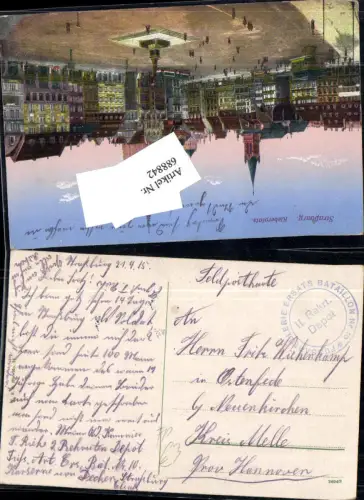 Feldpost Fussartillerie Ers. Bat. 10 Straßburg n. Ostenfelde Neuenkirchen Kr. Melle Prov. Hannover