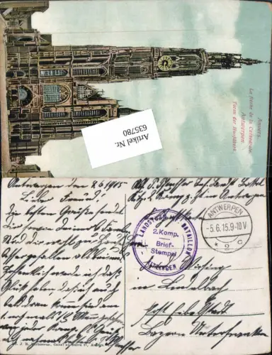 Feldpost Landsturm Inf. Bat. Kitzingen Antwerpen n. Lindelbach Eibelstadt