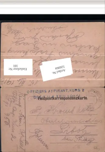 K.k. Feldpost Etappenpostamt 356 Offiziers Aspiranten Kurs 2 Bibolz Prag