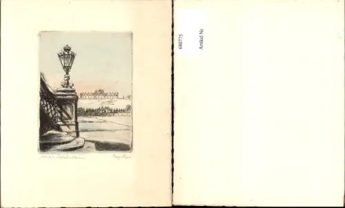 Klappbeleg Original Radierung Wien Hietzing Schönbrunn