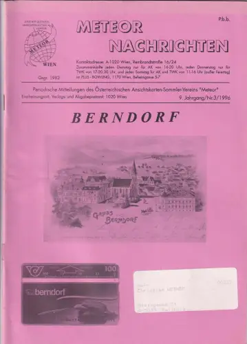 Meteor Nachrichten Jg. 9 Ausg. 3/1996 Berndorf AK Sammlerverein