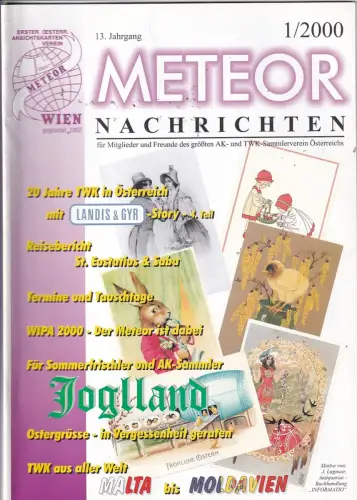 Meteor Nachrichten Wien AK Sammlerverein Jg. 13 Ausg. 1/2000 Joglland