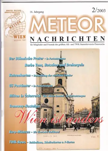 Meteor Nachrichten Wien AK Sammlerverein Jg. 16 Ausg. 2/2003 Wien