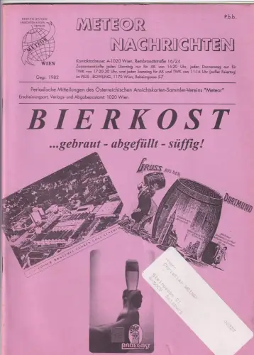 Meteor Nachrichten Wien AK Sammlerverein Jg. 8 Ausg. 2/1995 (?) Bier