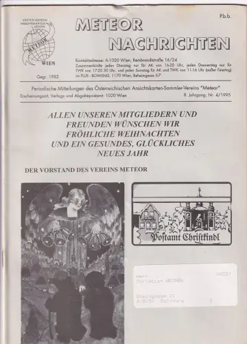 Meteor Nachrichten Wien AK Sammlerverein Jg. 8 Ausg. 4/1995