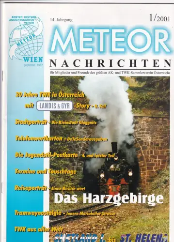 Meteor Nachrichten Wien AK Sammlerverin Jg. 14 Ausg. 1/2001 Harz Harzgebirge