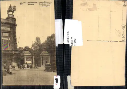 719242 Anvers Antwerpen Entree Jardin Zoologique Zoo
