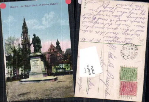 719253 Anvers Antwerpen Place Verte et Statue Rubens gel Moerkerke Brugge