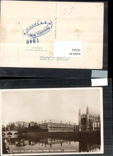 722561 Cambridge King's and Clare Colleges from the river Cambridge