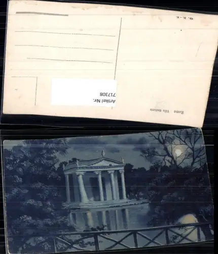 717308 Künstler AK Roma Rom Villa Umberto Tempel b. Mondschein Italy