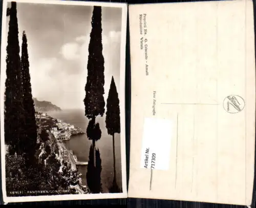 717309 Foto AK Amalfi Panorama con Cipressi Küste Italy