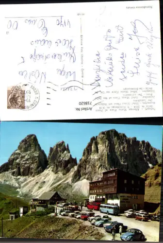 718620 Canazei Dolomiten Hotel Maria Flora a. Sellajoch Langkofel VW Käfer Bus Italy