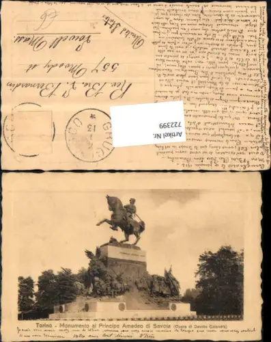 722399 Torino Turin Monumento al Principe di Savoia gel Lowell Massachussetts