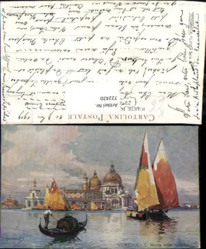 722420 Künstler AK Venezia Venedig San Maria della Salute Gondel Segelschiffe