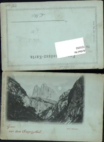 725592 Trentino Mond Lithographie Drei Zinnen Sexten Sesto Ampezzo Cortina d’Ampezzo
