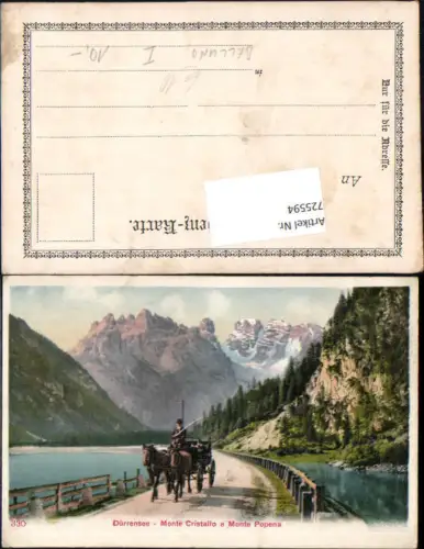 725594 Dürrensee Monte Cristallo Popena Kutsche Belluno Schluderbach Welschnofen