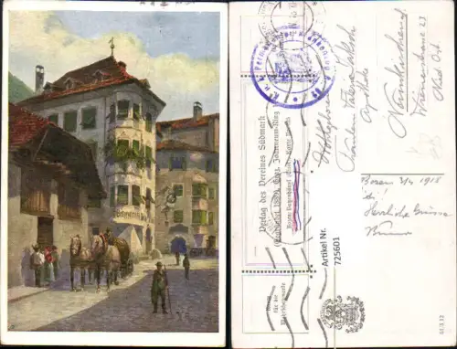 Trentino Künstler AK W. Reichelt Bozen Bolzano Batzenhäusl pub Verein Südmark 205