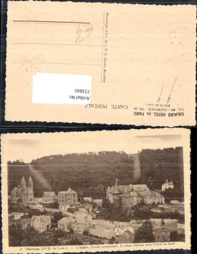 723845 Clerf Clervaux L eglise le ecole communale le vieux chateau avec l hotel au fond
