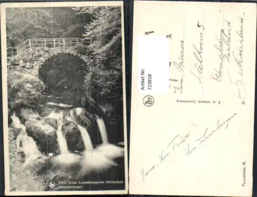 723858 Müllerthal Schiessentümpel Brücke Wasserfall