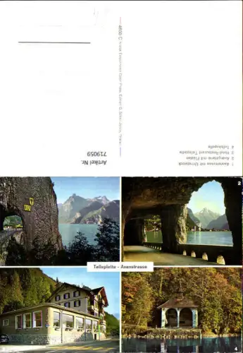 719059 Mehrbild AK Axenstraße Axengalerie Flüelen Tellskapelle