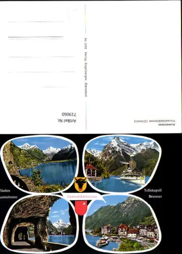 719060 Mehrbild AK Axenstraße Vierwaldstättersee Flüelen Tellskapelle Axenstraße