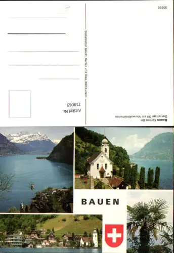 719069 Mehrbild AK Bauen Uri Vierwaldstättersee Kirche Palme Schiff Dampfer