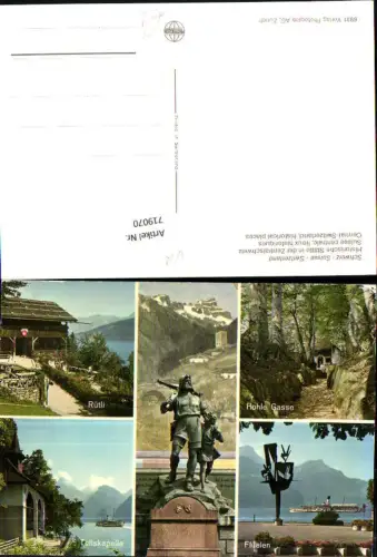 719070 Mehrbild AK Rütli Hohle Gasse Sisikon Tellskapelle Flüelen Schiff Dampfer