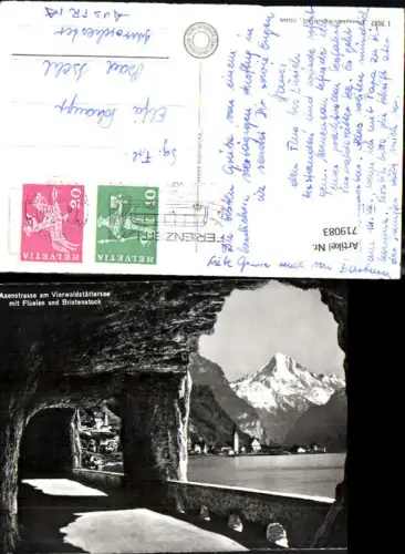 719083 Foto AK Axenstraße a. Vierwaldstättersee mit Flüelen u. Bristenstock