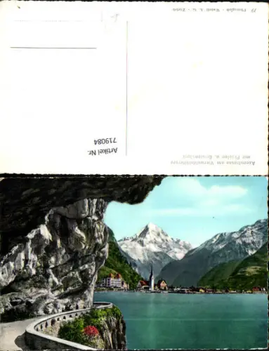 719084 Foto AK Axenstraße a. Vierwaldstättersee mit Flüelen u. Bristenstock