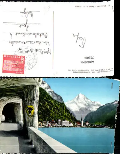 719086 Foto AK Axenstraße a. Vierwaldstättersee mit Flüelen u. Bristenstock