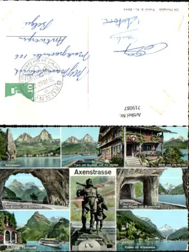 719087 Mehrbild AK Axenstraße Schillerstein Treib mit Brunnen Flüelen Tellskapelle Altdorf