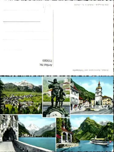 719089 Mehrbild Foto AK Altdorf Axenstraße u. Tellskapelle Schiff Dampfer