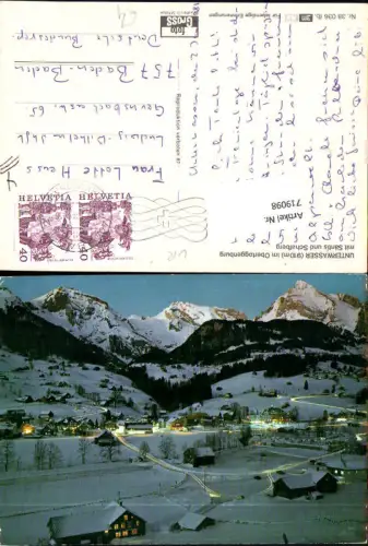 719098 Unterwasser i. Obertoggenburg mit Säntis u. Schafberg i. Winter b. Nacht Wildhaus-Alt Sankt Johann