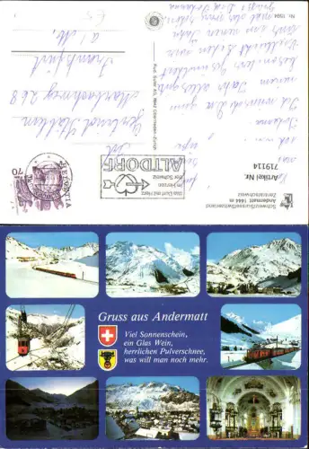 719114 Mehrbild AK Andermatt Wintersport Seilbahn Eisenbahn Kirche Inneres
