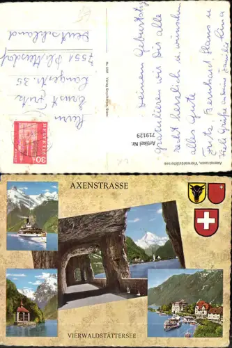 719129 Mehrbild AK Axenstraße Vierwaldstättersee Flüelen Tellskapelle Sisikon Schiff Dampfer