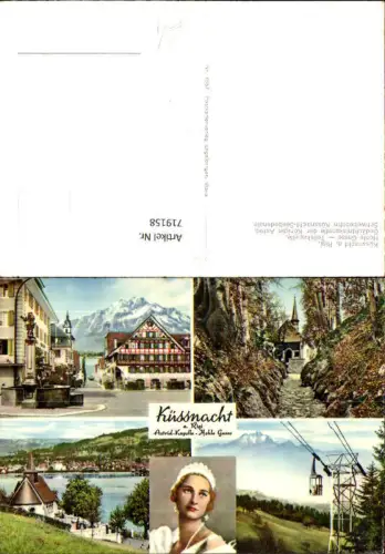 719158 Mehrbild AK Küssnacht a. Rigi Astridkapelle Königin Astrid Portrait Schwebebahn Hohle Gasse