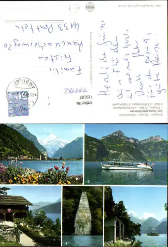 719182 Mehrbild AK Am Vierwaldstättersee Flüelen Rütli Schillerstein Tellskapelle Sisikon