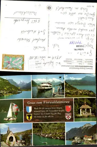 719188 Mehrbild AK Vierwaldstättersee Flüelen Treib Segelboot Tellskapelle Sisikon