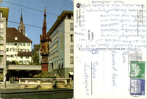 719697 Basel Bale Fischmarktbrunnen La Fontaine du marche au poisson