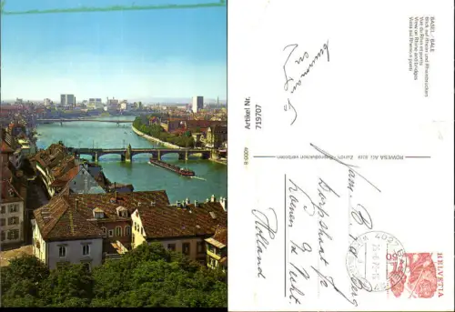 719707 Basel Bale Blick auf Rhein u. Rheinbrücken Vue du Rhin et ponts