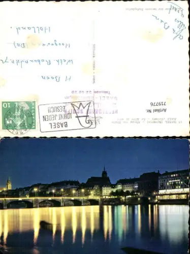 719776 Basel Abend a. Rhein Bale Le Rhin la nuit