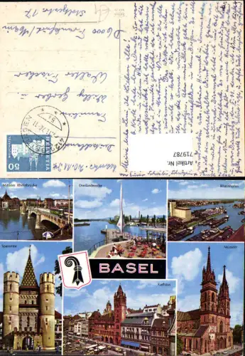 719787 Mehrbild AK Basel Bale Spalentor Rathaus Münster Rheinhafen Rheinbrücke