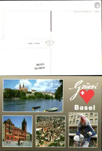 719788 Mehrbild AK Basel Bale Münster Luftbild Rathaus Faschingsfigur