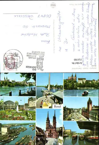 719789 Mehrbild AK Basel Bale Rheinpartie Münster Rathaus Hafen Schiffe