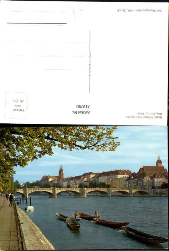 719790 Basel Bale Mittlere Rheinbrücke Pont du Milieu Boote Brücke