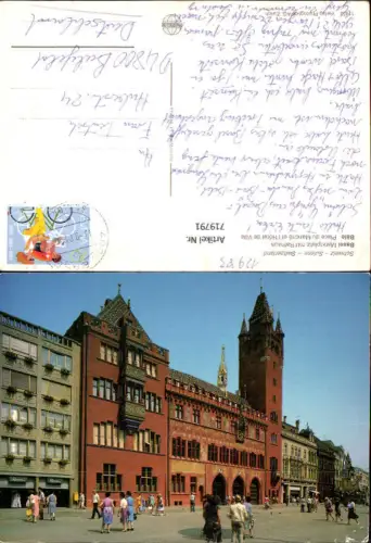 719791 Basel Bale Marktplatz mit Rathaus Place du Marche et l Hotel de Ville