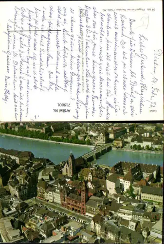 719801 Luftbild Basel Bale Blick auf Rathaus u. Rheinbrücke