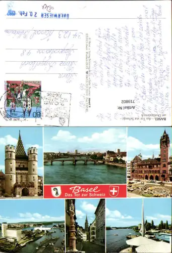719802 Mehrbild AK Basel Bale Spalentor Rathaus Rheinhafen Brücke Dreiländereck