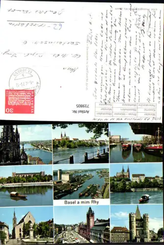 719805 Mehrbild AK Basel a mim Rhy Bale Münster Rheinhafen Kaserne Marktplatz Spalentor Peterskirche